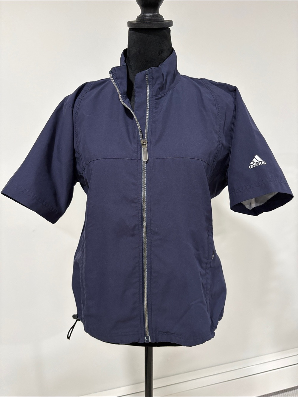 adidas Navy Short-Sleeve Utility Jacket with Full Zip